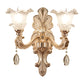 Ruffle-Trimmed Bell Frosted Glass Sconce Retro 1/2-Bulb Doorway Wall Mounted Light in Gold Clearhalo 'Wall Lamps & Sconces' 'Wall Lights' Lighting' 1063082