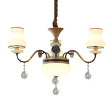 3 Lights Milk Glass Drop Lamp Retro Gold Curved Shape Restaurant Ceiling Chandelier Clearhalo 'Ceiling Lights' 'Chandeliers' 'Modern Chandeliers' 'Modern' Lighting' 1063162