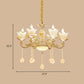 Floral Family Room Ceiling Chandelier Antique White Glass 6-Head Gold Hanging Light Fixture Clearhalo 'Ceiling Lights' 'Chandeliers' Lighting' options 1063191
