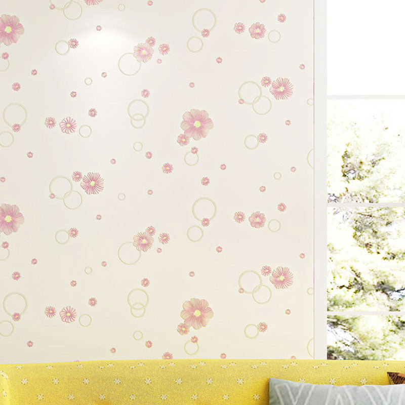 Decorative Dense Flower Design Wallpaper Roll Non-Woven Fabric Simple Wall Covering for Kids, Easy to Remove Clearhalo 'Country wall decor' 'Rustic' 'Wallpaper' Wall Decor' 1063205