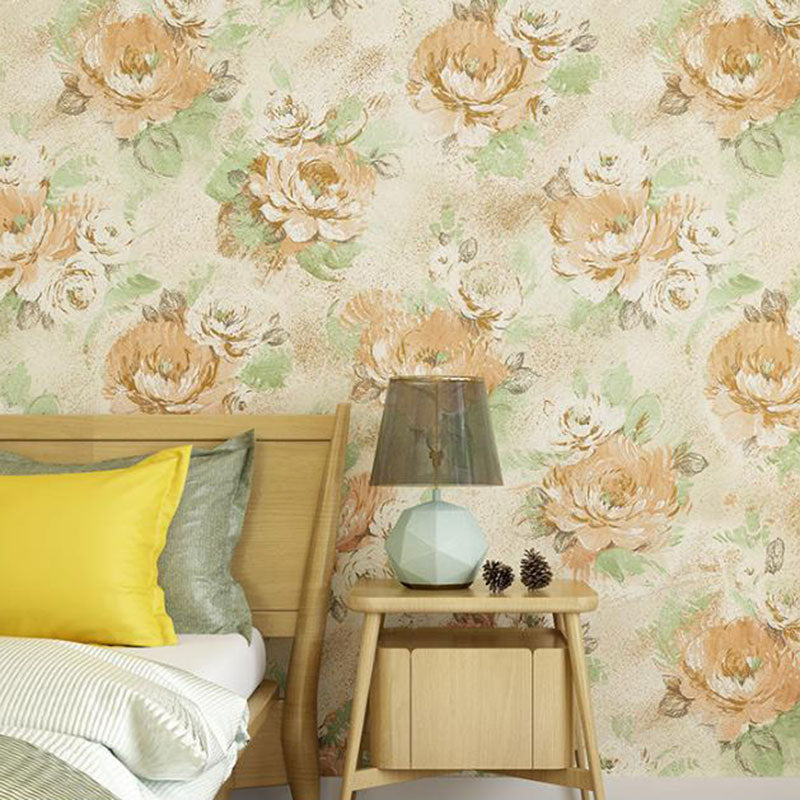 Blossoming Roses Wall Decor 20.5 in x 33 ft Rural Wallpaper Roll for Girls Bedroom Beige Clearhalo 'Country wall decor' 'Rustic' 'Wallpaper' Wall Decor' 1063242