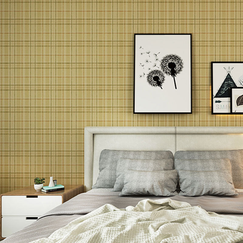 Nostalgic Lattice Wallpaper Roll for Bedroom Decoration, Natural Color, 20.5"W x 33'L Yellow-Green Clearhalo 'Country wall decor' 'Rustic' 'Wallpaper' Wall Decor' 1063251