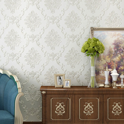 Floral Design Wall Decor 20.5"W x 19.5'L Wallpaper Roll for Living Room, Peel and Stick Beige Clearhalo 'Vintage wall decor' 'Vintage' 'Wallpaper' Wall Decor' 1063282