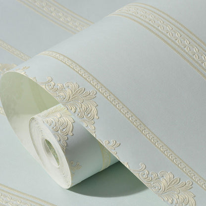 19.5' x 20.5" Floral Wallpaper Roll for Home Decor Stripe Wall Covering in Natural Color, Self-Adhesive Light Blue Clearhalo 'Vintage wall decor' 'Vintage' 'Wallpaper' Wall Decor' 1063307