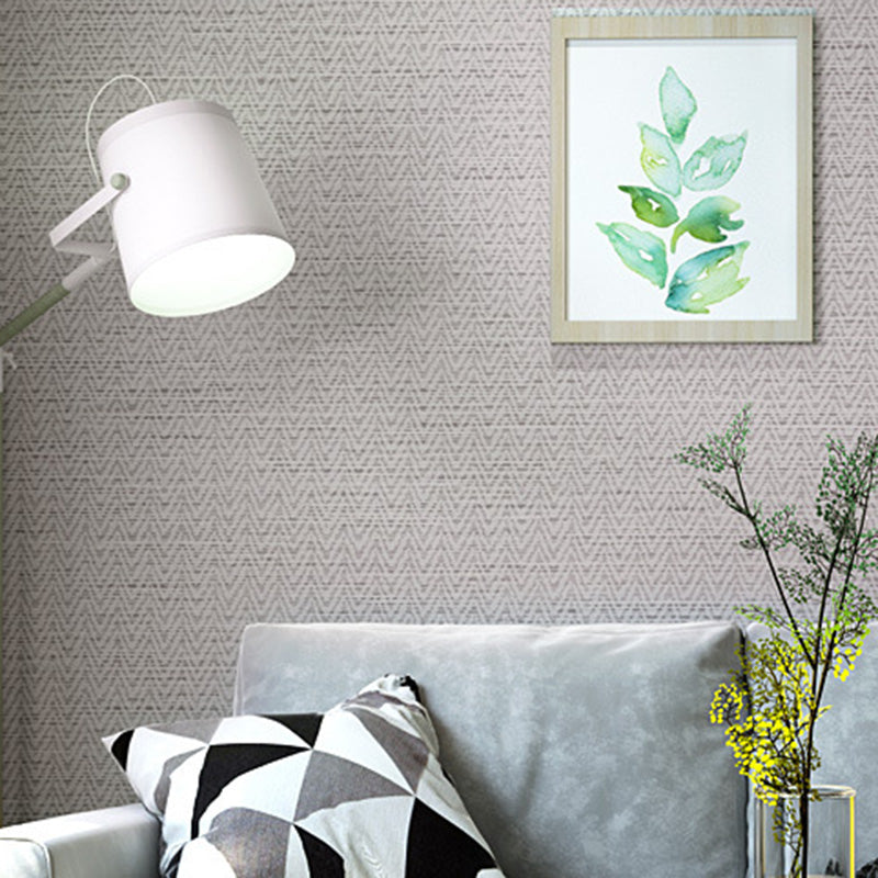 Neutral Color Ethnic Wall Decor 57.1 sq ft. Linen Textured Wallpaper for Guest Room Light Gray Clearhalo 'Wall Decor' 'Wallpaper' 1063349