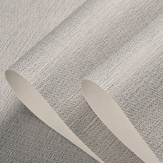 Neutral Color Ethnic Wall Decor 57.1 sq ft. Linen Textured Wallpaper for Guest Room Clearhalo 'Wall Decor' 'Wallpaper' 1063350