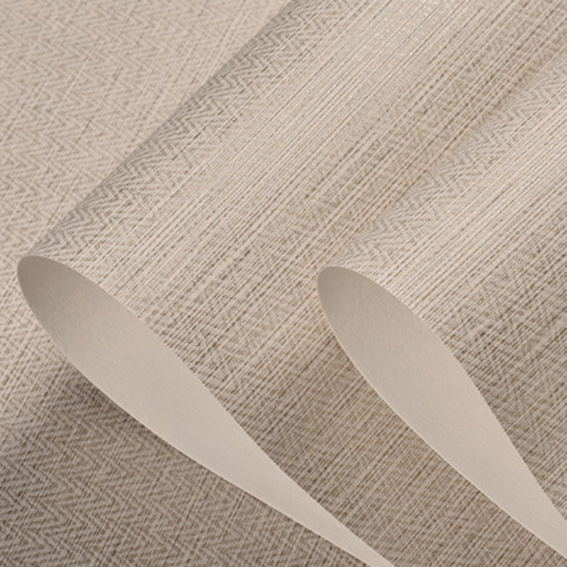 Neutral Color Ethnic Wall Decor 57.1 sq ft. Linen Textured Wallpaper for Guest Room Light Coffee Clearhalo 'Wall Decor' 'Wallpaper' 1063352