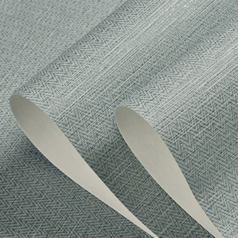 Neutral Color Ethnic Wall Decor 57.1 sq ft. Linen Textured Wallpaper for Guest Room Gray Blue Clearhalo 'Wall Decor' 'Wallpaper' 1063354