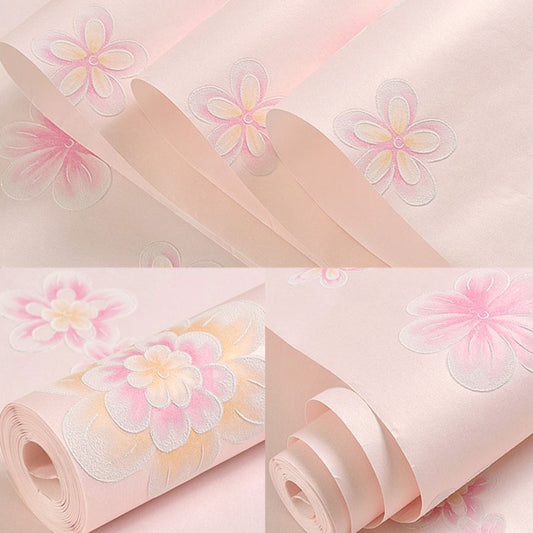 Floral Wallpaper Roll for Children Bedroom Non-Woven Fabric Wall Decor in Pastel Color, Water-Resistant Clearhalo 'Country wall decor' 'Rustic' 'Wallpaper' Wall Decor' 1063415