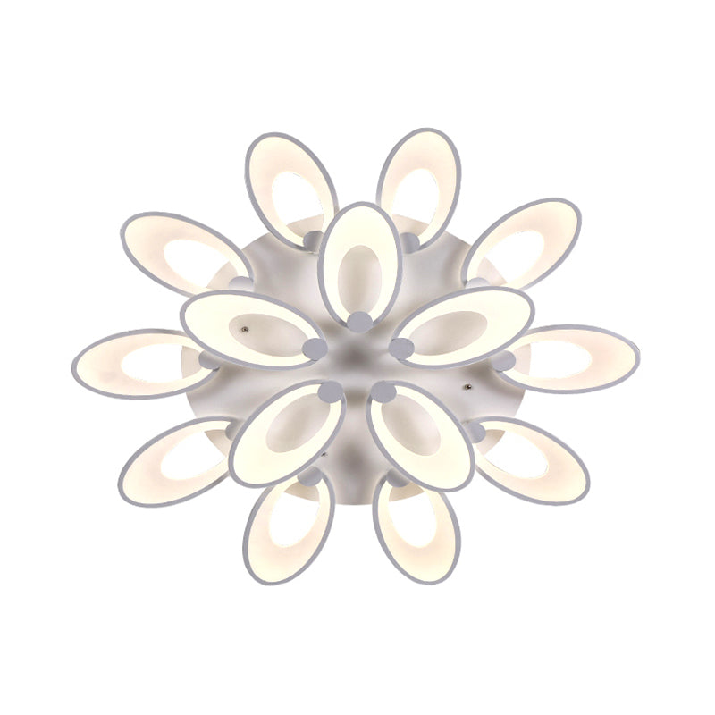 Flowers Dining Room Flush Mount Light Acrylic LED 4/6/9 Lights Modern Ceiling Mounted Fixture in Warm/White/Natural Light 15 White Clearhalo 'Ceiling Lights' 'Close To Ceiling Lights' 'Close to ceiling' 'Semi-flushmount' Lighting' 106359