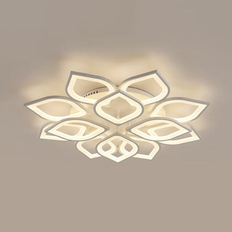 31.5"/39" Wide Leaf Flush Ceiling Light Simple Acrylic LED White Flush Mount Light Fixture in Warm/White/Natural Light White 39" Warm Clearhalo 'Ceiling Lights' 'Close To Ceiling Lights' 'Close to ceiling' 'Semi-flushmount' Lighting' 106421