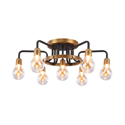 Clear Glass Bulb Semi Flush Mount Lamp Modernist Multi Lights Led Semi Flush Ceiling Light Fixture Clearhalo 'Ceiling Lights' 'Close To Ceiling Lights' 'Close to ceiling' 'Glass shade' 'Glass' 'Semi-flushmount' Lighting' 106512