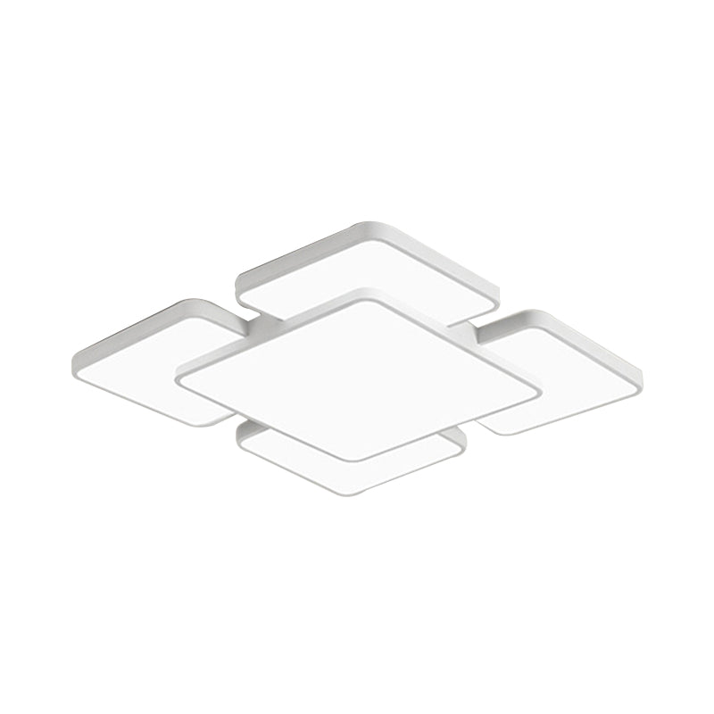 Squared/Rectangular Shade Bedroom Ceiling Flush Light Acrylic 20.5"/24.5" W 5/7 Lights Modernist Style Flush Mount Lamp in Black/White Clearhalo 'Ceiling Lights' 'Close To Ceiling Lights' 'Close to ceiling' 'Flush mount' Lighting' 106593