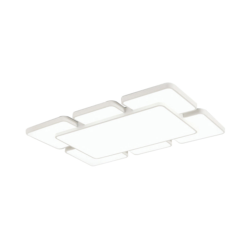 Squared/Rectangular Shade Bedroom Ceiling Flush Light Acrylic 20.5"/24.5" W 5/7 Lights Modernist Style Flush Mount Lamp in Black/White Clearhalo 'Ceiling Lights' 'Close To Ceiling Lights' 'Close to ceiling' 'Flush mount' Lighting' 106596