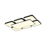 Squared/Rectangular Shade Bedroom Ceiling Flush Light Acrylic 20.5"/24.5" W 5/7 Lights Modernist Style Flush Mount Lamp in Black/White Clearhalo 'Ceiling Lights' 'Close To Ceiling Lights' 'Close to ceiling' 'Flush mount' Lighting' 106605