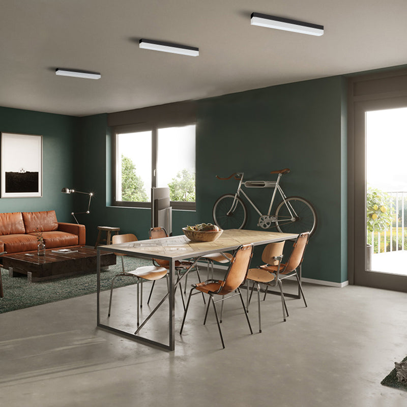 Led Office Flush Mount with Slim Rectangular Linear Metal Contemporary ...