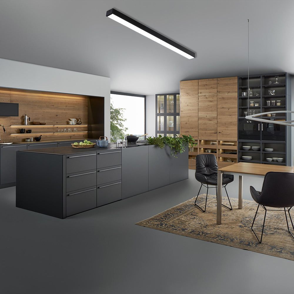 Black/Silver Linear Flush Mount Lamp Minimal Metal Led 23.5"/35.5"/47" Wide Flush Light Fixture for Office Clearhalo 'Ceiling Lights' 'Close To Ceiling Lights' 'Close to ceiling' 'Flush mount' Lighting' 106704