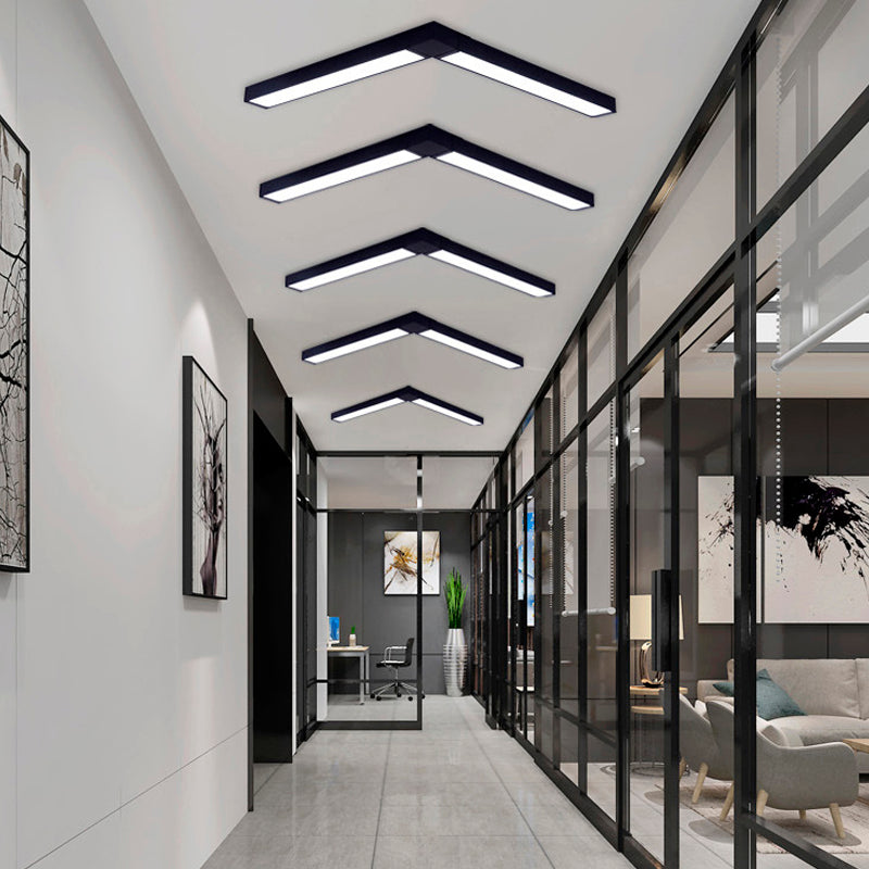 Black/Silver Linear Flush Mount Lamp Minimal Metal Led 23.5"/35.5"/47" Wide Flush Light Fixture for Office Clearhalo 'Ceiling Lights' 'Close To Ceiling Lights' 'Close to ceiling' 'Flush mount' Lighting' 106705