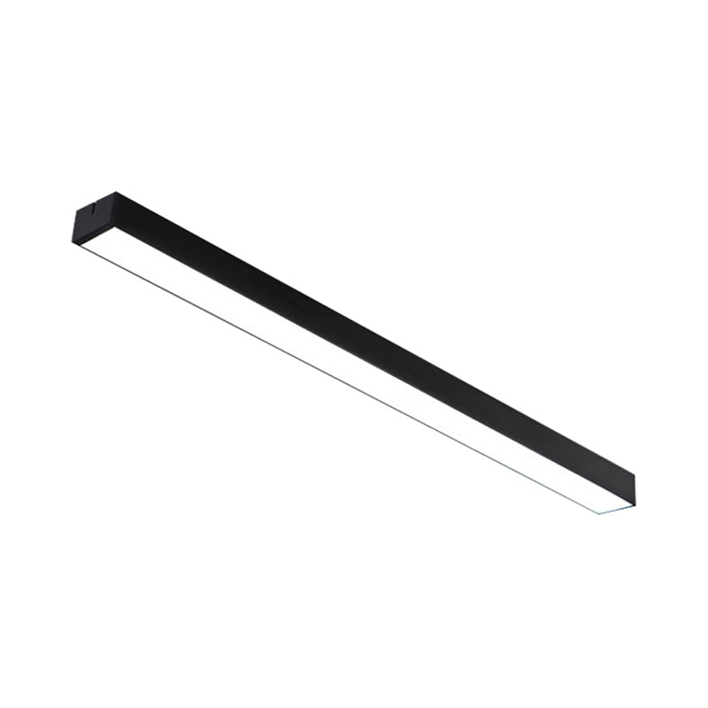 Black/Silver Linear Flush Mount Lamp Minimal Metal Led 23.5"/35.5"/47" Wide Flush Light Fixture for Office Clearhalo 'Ceiling Lights' 'Close To Ceiling Lights' 'Close to ceiling' 'Flush mount' Lighting' 106706