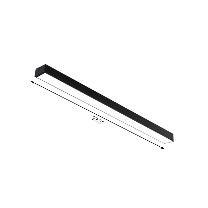 Black/Silver Linear Flush Mount Lamp Minimal Metal Led 23.5"/35.5"/47" Wide Flush Light Fixture for Office Clearhalo 'Ceiling Lights' 'Close To Ceiling Lights' 'Close to ceiling' 'Flush mount' Lighting' 106707