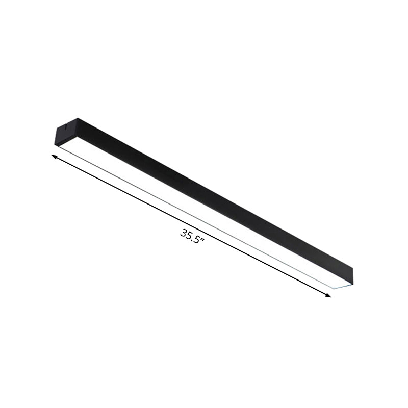 Black/Silver Linear Flush Mount Lamp Minimal Metal Led 23.5"/35.5"/47" Wide Flush Light Fixture for Office Clearhalo 'Ceiling Lights' 'Close To Ceiling Lights' 'Close to ceiling' 'Flush mount' Lighting' 106708