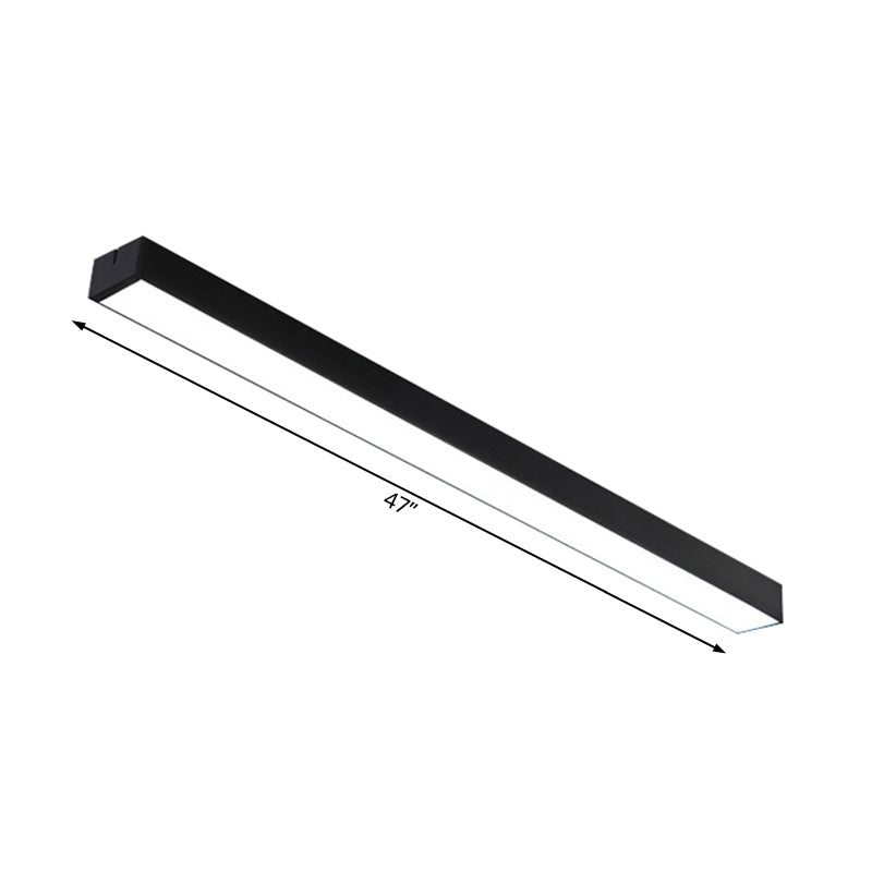 Black/Silver Linear Flush Mount Lamp Minimal Metal Led 23.5"/35.5"/47" Wide Flush Light Fixture for Office Clearhalo 'Ceiling Lights' 'Close To Ceiling Lights' 'Close to ceiling' 'Flush mount' Lighting' 106709