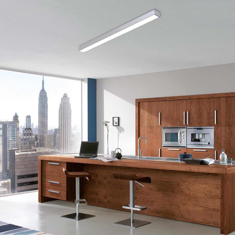 Black/Silver Linear Flush Mount Lamp Minimal Metal Led 23.5"/35.5"/47" Wide Flush Light Fixture for Office Silver Clearhalo 'Ceiling Lights' 'Close To Ceiling Lights' 'Close to ceiling' 'Flush mount' Lighting' 106710