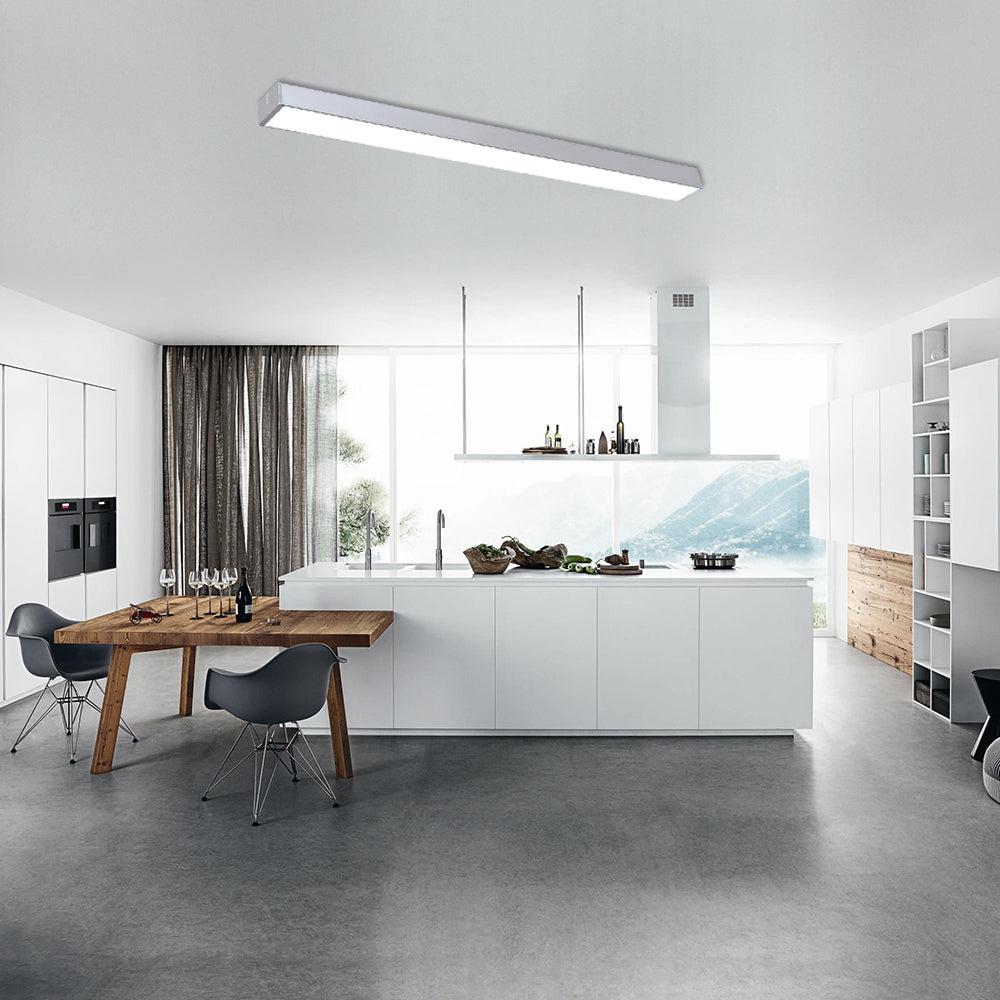 Black/Silver Linear Flush Mount Lamp Minimal Metal Led 23.5"/35.5"/47" Wide Flush Light Fixture for Office Clearhalo 'Ceiling Lights' 'Close To Ceiling Lights' 'Close to ceiling' 'Flush mount' Lighting' 106711