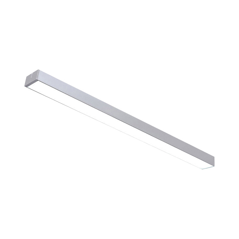 Black/Silver Linear Flush Mount Lamp Minimal Metal Led 23.5"/35.5"/47" Wide Flush Light Fixture for Office Clearhalo 'Ceiling Lights' 'Close To Ceiling Lights' 'Close to ceiling' 'Flush mount' Lighting' 106713