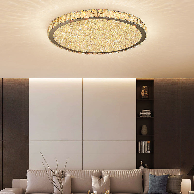 8.5"/14"/18" Wide Circular Flush Mount Light Modern Crystal 1-Light Clear/Amber LED Ceiling Light Fixture in Warm/White Light Clearhalo 'Ceiling Lights' 'Close To Ceiling Lights' 'Close to ceiling' 'Flush mount' Lighting' 106805