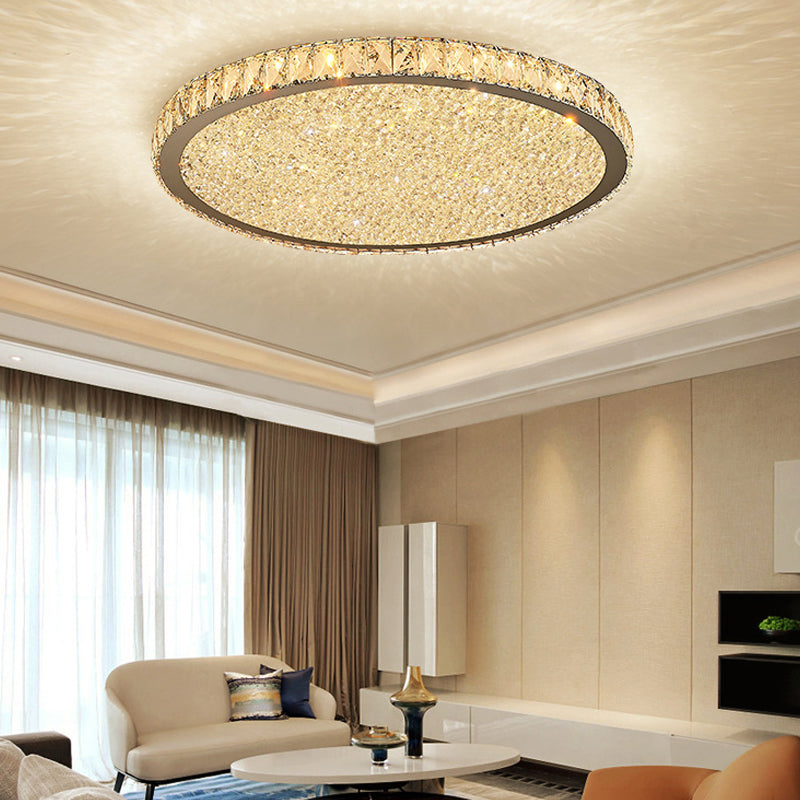 8.5"/14"/18" Wide Circular Flush Mount Light Modern Crystal 1-Light Clear/Amber LED Ceiling Light Fixture in Warm/White Light Clearhalo 'Ceiling Lights' 'Close To Ceiling Lights' 'Close to ceiling' 'Flush mount' Lighting' 106806