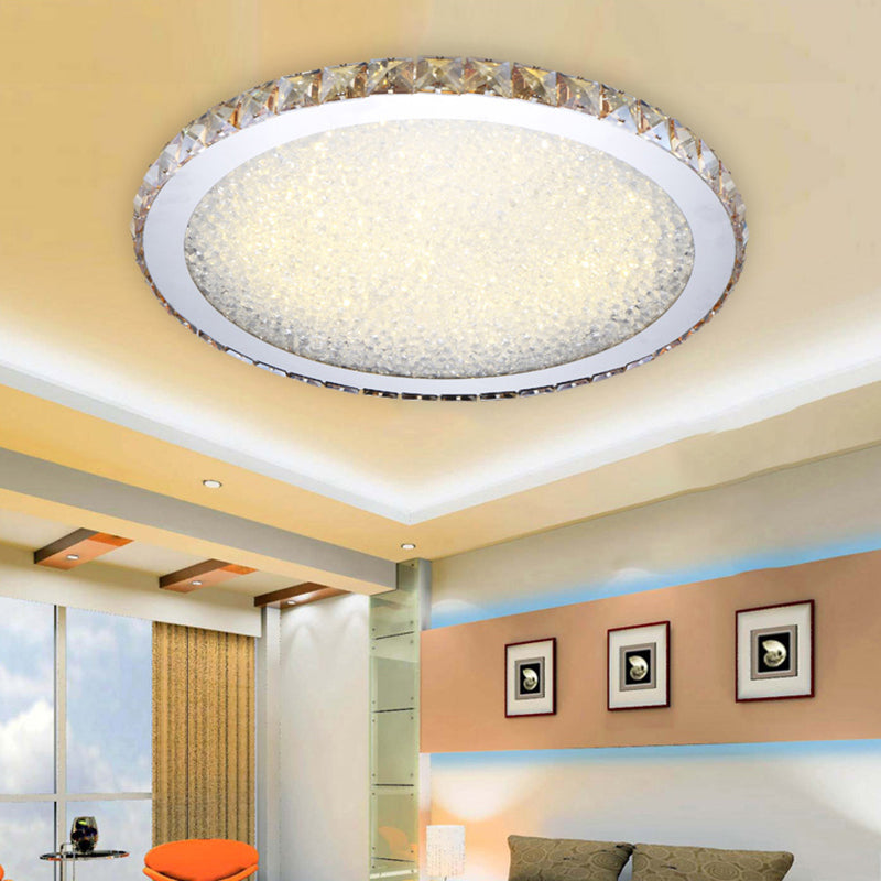 8.5"/14"/18" Wide Circular Flush Mount Light Modern Crystal 1-Light Clear/Amber LED Ceiling Light Fixture in Warm/White Light Clearhalo 'Ceiling Lights' 'Close To Ceiling Lights' 'Close to ceiling' 'Flush mount' Lighting' 106808