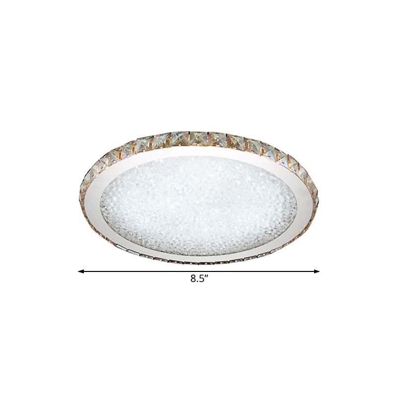 8.5"/14"/18" Wide Circular Flush Mount Light Modern Crystal 1-Light Clear/Amber LED Ceiling Light Fixture in Warm/White Light Clearhalo 'Ceiling Lights' 'Close To Ceiling Lights' 'Close to ceiling' 'Flush mount' Lighting' 106810