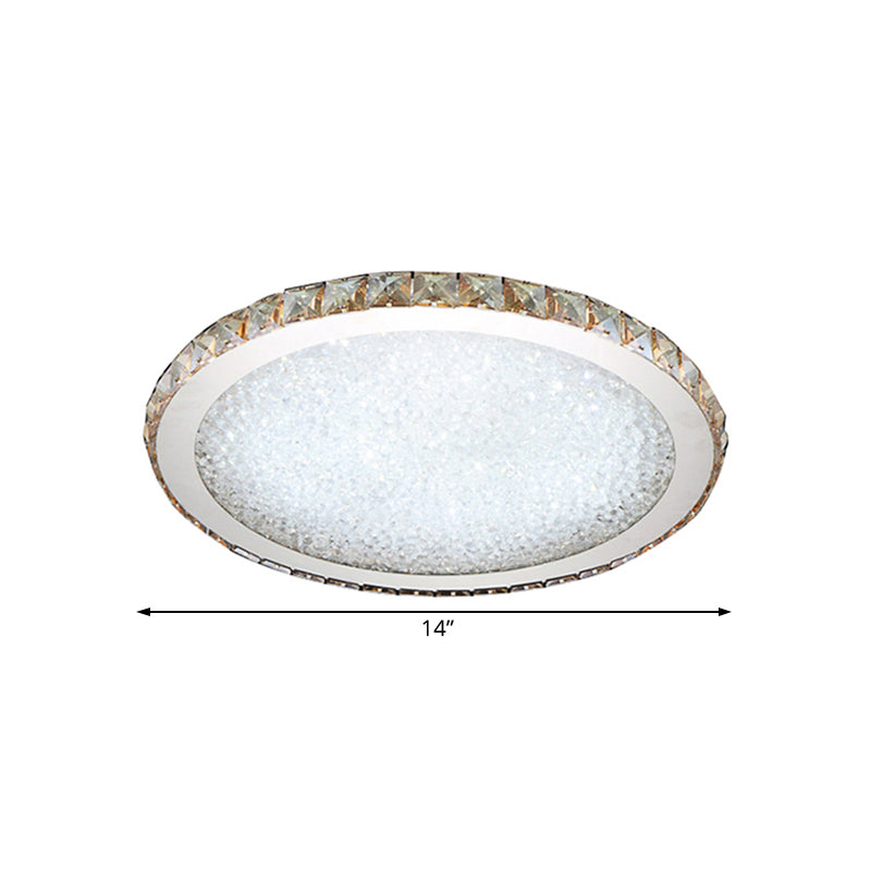 8.5"/14"/18" Wide Circular Flush Mount Light Modern Crystal 1-Light Clear/Amber LED Ceiling Light Fixture in Warm/White Light Clearhalo 'Ceiling Lights' 'Close To Ceiling Lights' 'Close to ceiling' 'Flush mount' Lighting' 106811