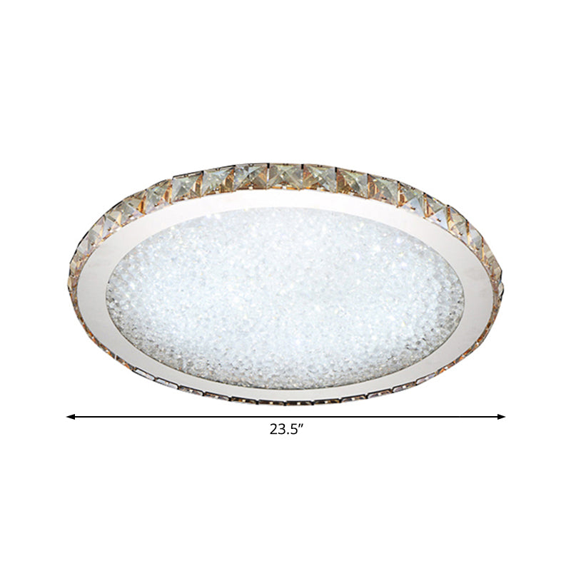 8.5"/14"/18" Wide Circular Flush Mount Light Modern Crystal 1-Light Clear/Amber LED Ceiling Light Fixture in Warm/White Light Clearhalo 'Ceiling Lights' 'Close To Ceiling Lights' 'Close to ceiling' 'Flush mount' Lighting' 106813