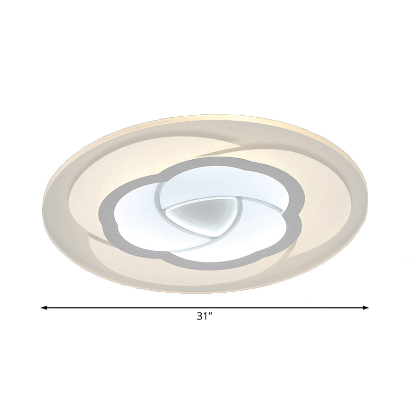 8"/16.5"/20.5" Wide LED Bedroom Flush Mount Light with Flower-Like Acrylic Shade White Ceiling Lamp in Warm/White Light Clearhalo 'Ceiling Lights' 'Close To Ceiling Lights' 'Close to ceiling' 'Flush mount' Lighting' 106900