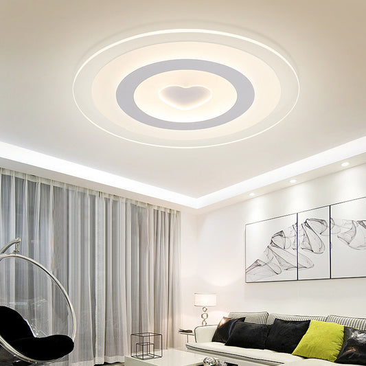 Modern Round Acrylic Flush Mount Light LED 8"/16.5"/20.5" Wide Flush Lamp with Heart Pattern in Warm/White Light Clearhalo 'Ceiling Lights' 'Close To Ceiling Lights' 'Close to ceiling' 'Flush mount' Lighting' 106919