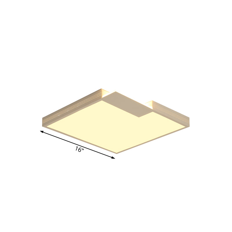 Squared Ceiling Lighting Minimalist Stylish LED 16"/19.5" Width Acrylic Flush Mount Lighting in White, Warm/White Lighting Clearhalo 'Ceiling Lights' 'Close To Ceiling Lights' 'Close to ceiling' 'Flush mount' Lighting' 106933