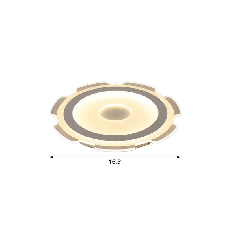 16.5"/20.5"/24.5" Wide Gear Flushmount Modern Acrylic LED Living Room Flush Mount Light in Warm/White Light Clearhalo 'Ceiling Lights' 'Close To Ceiling Lights' 'Close to ceiling' 'Semi-flushmount' Lighting' 107009