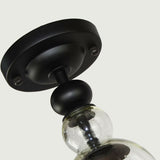 Contemporary 1 Light Semi Flush Mount Lighting with Glass Shade Black Bell Semi Flush Ceiling Light Clearhalo 'Ceiling Lights' 'Close To Ceiling Lights' 'Close to ceiling' 'Glass shade' 'Glass' 'Semi-flushmount' Lighting' 107895