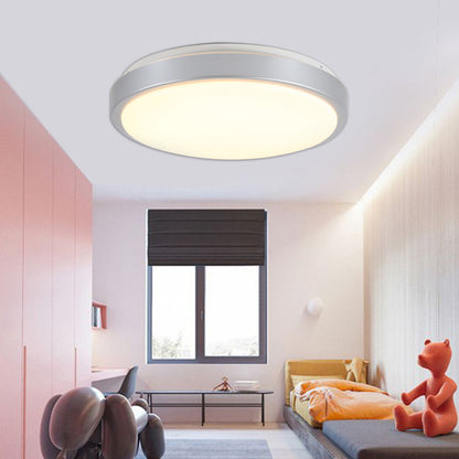 Acrylic Shade Flush Mount Ceiling Light Modern Metal Silver LED Ceiling Flush Mount for Living Room in Warm/White, 10.5"/13"/16" Dia Silver Clearhalo 'Ceiling Lights' 'Close To Ceiling Lights' 'Close to ceiling' 'Flush mount' Lighting' 107999