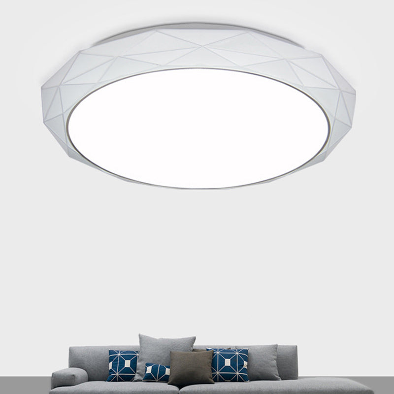 Diamond Flush Ceiling Light Nordic Acrylic Shade White/Pink/Blue LED Bedroom Ceiling Flush Mount in Warm/White, 16"/19.5" Dia Clearhalo 'Ceiling Lights' 'Close To Ceiling Lights' 'Close to ceiling' 'Flush mount' Lighting' 108059