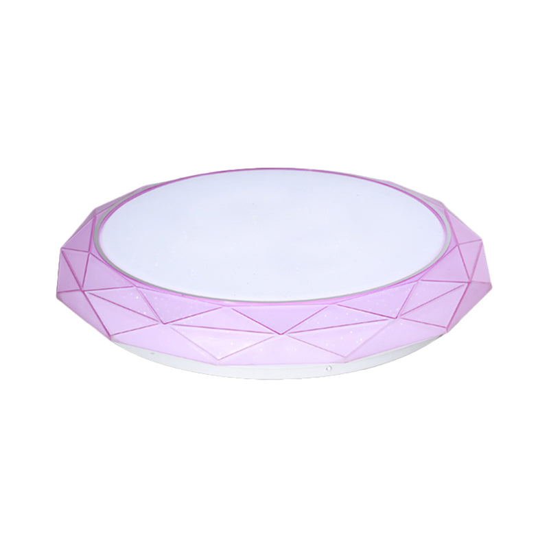 Diamond Flush Ceiling Light Nordic Acrylic Shade White/Pink/Blue LED Bedroom Ceiling Flush Mount in Warm/White, 16"/19.5" Dia Clearhalo 'Ceiling Lights' 'Close To Ceiling Lights' 'Close to ceiling' 'Flush mount' Lighting' 108064