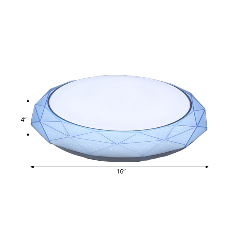 Diamond Flush Ceiling Light Nordic Acrylic Shade White/Pink/Blue LED Bedroom Ceiling Flush Mount in Warm/White, 16"/19.5" Dia Clearhalo 'Ceiling Lights' 'Close To Ceiling Lights' 'Close to ceiling' 'Flush mount' Lighting' 108067
