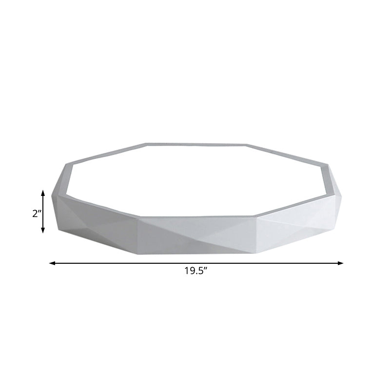 Octagon Metal Flush Lighting Modern Led 16"/19.5"/23.5" Wide White Flush Mount Lamp for Living Room Clearhalo 'Ceiling Lights' 'Close To Ceiling Lights' 'Close to ceiling' 'Flush mount' Lighting' 110403