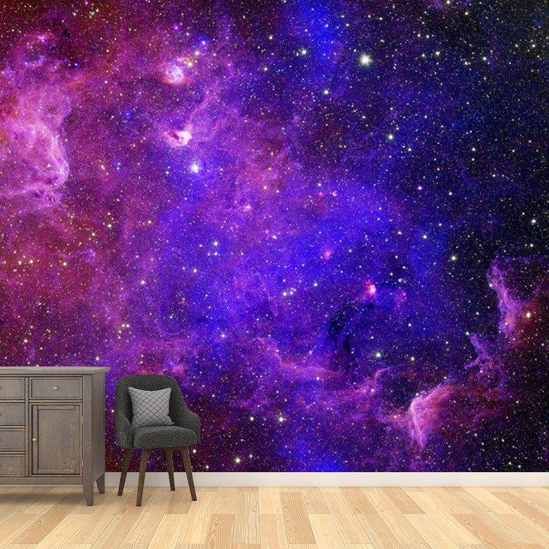 Luminous Galaxy Wall Mural Decal for Accent Wall Minimalist Wall Decor, Customized Size Available Blue-Purple Clearhalo 'Wall Decor' 'Wall Mural' 1112669