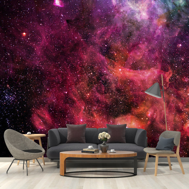 Purple and Pink Simplicity Mural Full Size Galaxy Wall Art for Ceiling, Personalized Size Available Clearhalo 'Wall Decor' 'Wall Mural' 1112730