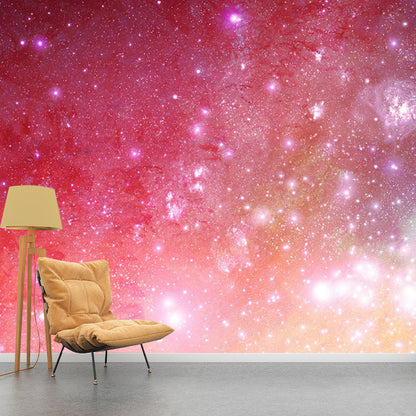 Minimalist Gleaming Nebula Mural Wallpaper in Pink Girl's Bedroom Wall Covering, Made to Measure Pink Clearhalo 'Wall Decor' 'Wall Mural' 1112774