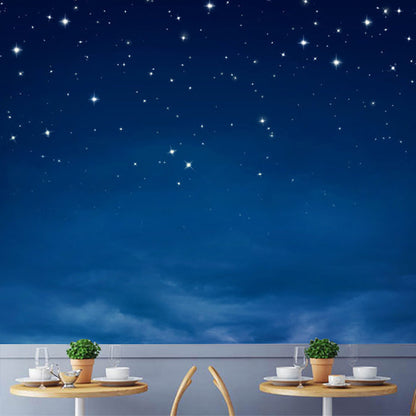 Large Photo Stars Wall Mural for Coffee Shop Decoration in Blue, Made to Measure Blue Clearhalo 'Wall Decor' 'Wall Mural' 1114034