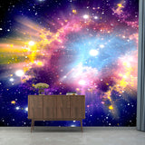Simple Flaring Nebula Wall Decor in Blue and Purple Living Room Mural Wallpaper, Custom-Made